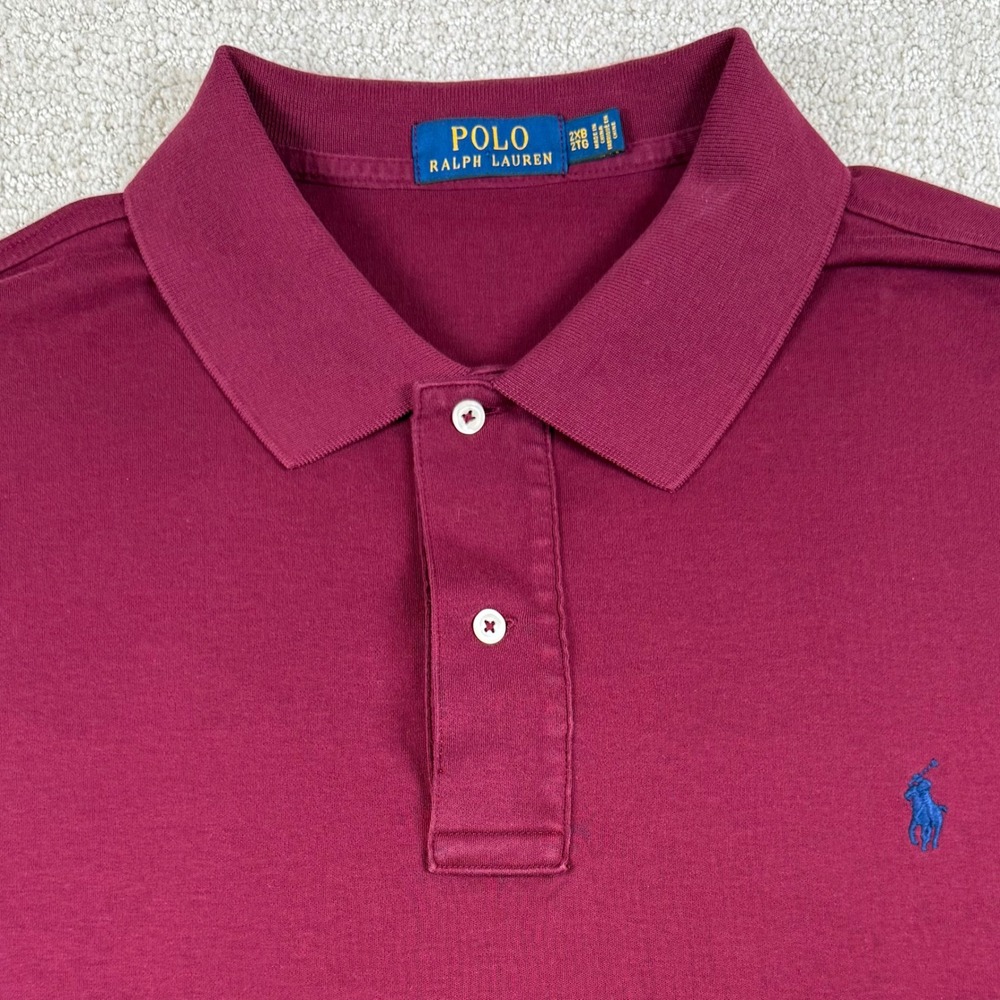 Polo Ralph Lauren Mens 2XB Burgundy Short Sleeve Cotton Polo Shirt